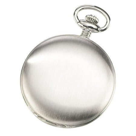 Charles-Hubert- Paris Rhodium Plated Satin-Finish Quartz Hunter Case Pocket Watch #3726