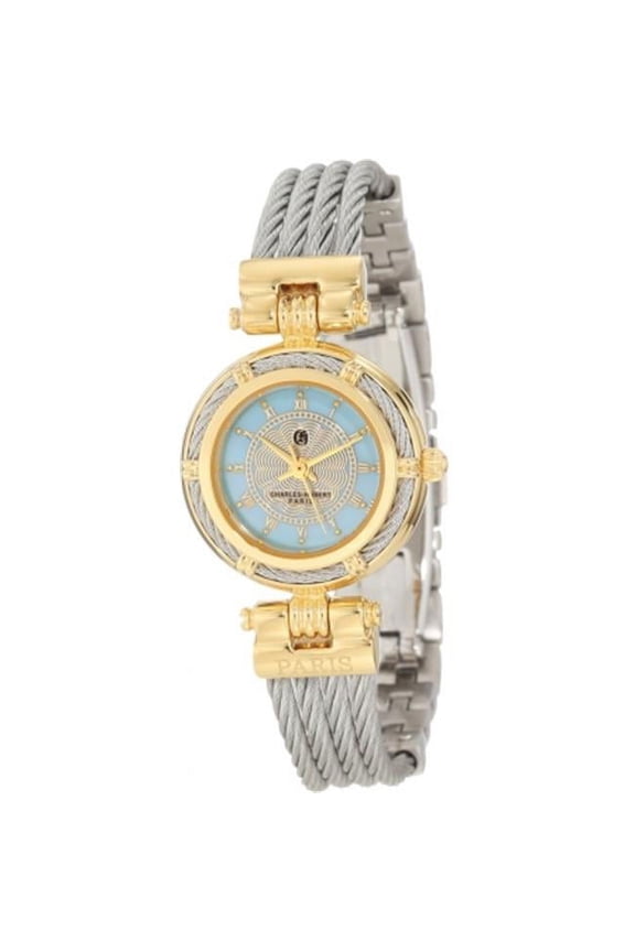 Women's Paris 6779-T Premium Collection Two-Tone Brass Case with Stainless Steel Wire Bangle Watch