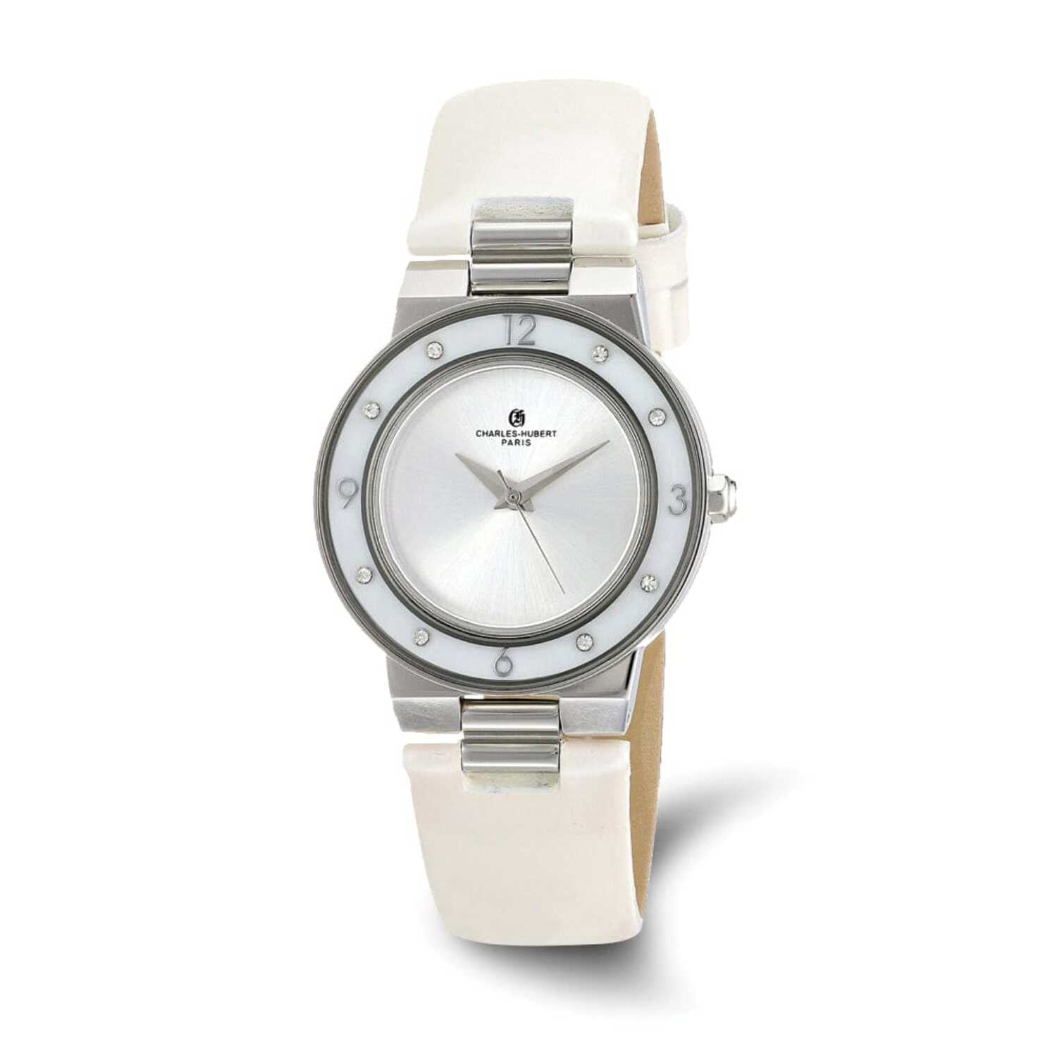 Charles Hubert Ladies Crystal Bezel White Dial 21x46mm Watch Charles Hubert Ladies Stainless Steel Watch - Swarovski  main image 2
