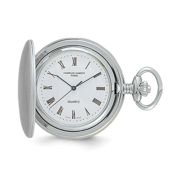 Charles Hubert Satin Chrome-finish Off White Dial Pocket Watch; for Adults and Teens; for Women and Men