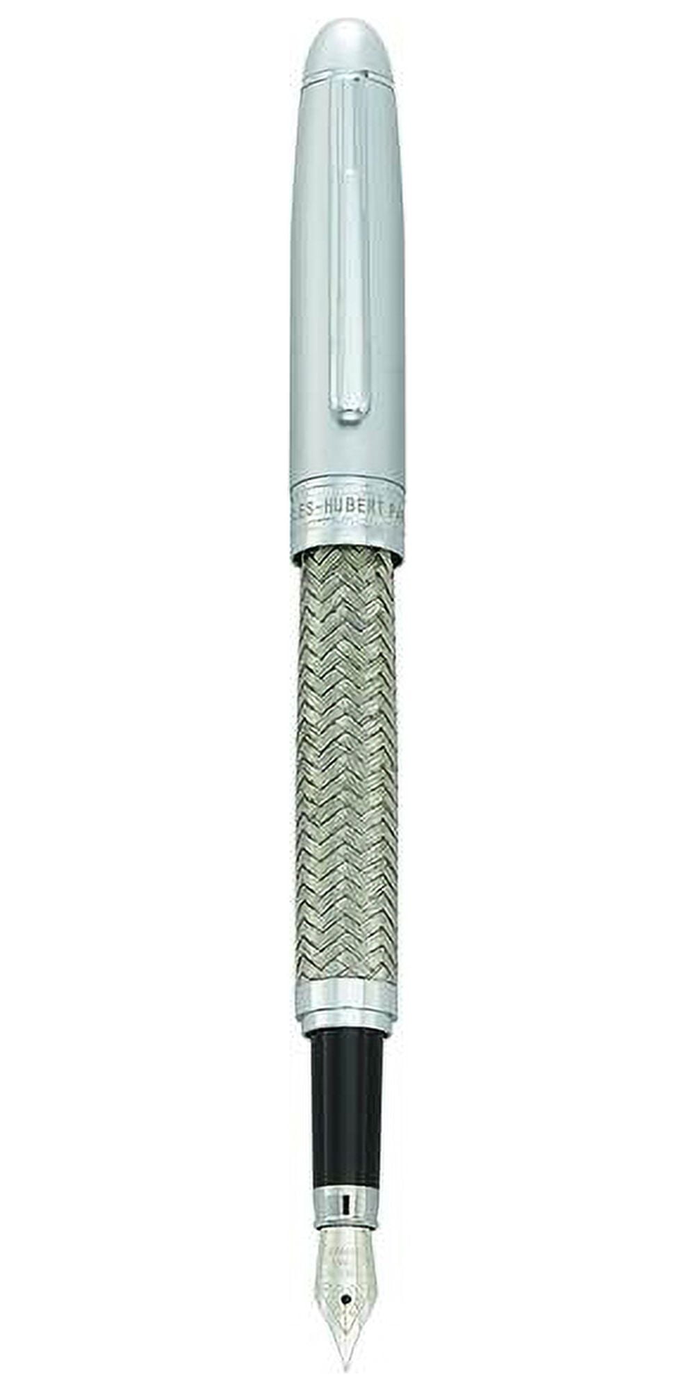Charles Hubert Silver-tone Mesh with Brushed Chrome Cap Fountain Pen QGM9187