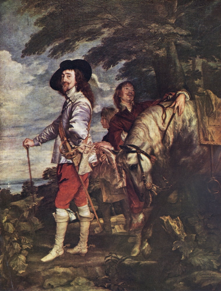 Charles I Painting By Sir Anthony Van Dyck King Charles I Of England 1600 - 1649 From The Worlds Greatest Paintings Published By Odhams Press London 1934 Canvas Art - Ken Welsh Design Pics (24 x 32)