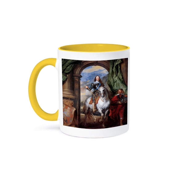 3dRose, Charles I with M de St. Antoine by Sir Anthony Van Dyck, 15oz Two-Tone Yellow Mug