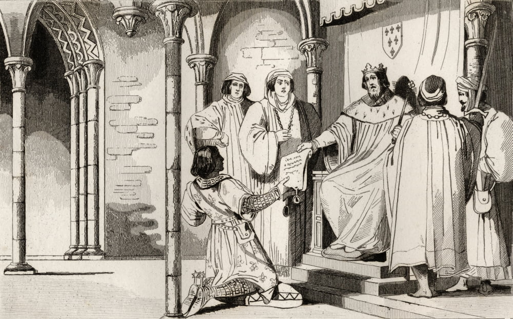 Charles Iv The Fair 1294 To 1328 Receives A Plea At Court From Histoire De France By Colart Published Circa 1840 Canvas Art - Ken Welsh Design Pics (18 x 11)