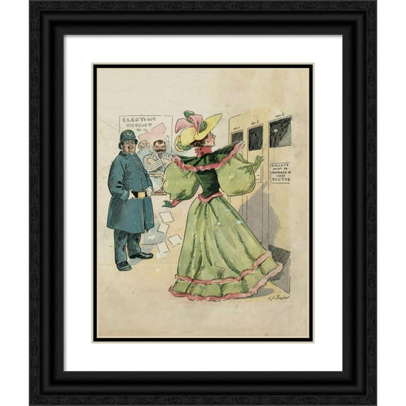 Charles Jay Taylor 15x18 Black Ornate Wood Framed Double Matted Museum Art Print Titled - A Squelcher for Woman Suffrage (1894)