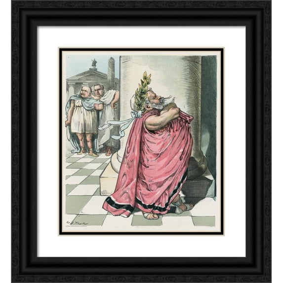 Charles Jay Taylor 20x22 Black Ornate Framed Double Matted Museum Art Print Titled: Too Much Like Casar (1895)