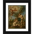 thumbnail image 1 of Charles-Joseph Natoire 11x14 Black Ornate Wood Framed Double Matted Museum Art Print Titled: The Rebuke of Adam and Eve (1740), 1 of 5