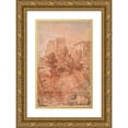 thumbnail image 1 of Charles-Joseph Natoire 13x18 Gold Ornate Wood Frame and Double Matted Museum Art Print Titled - Landscape with a Large Villa on a Hilltop (1759), 1 of 4