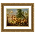 thumbnail image 1 of Charles-Joseph Natoire 18x15 Gold Ornate Wood Frame and Double Matted Museum Art Print Titled - Bacchanal, 1 of 4