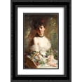 thumbnail image 1 of Charles Joshua Chaplin 2x Matted 18x24 Black Ornate Framed Art Print 'Young Woman with Flower Basket', 1 of 2