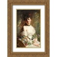 thumbnail image 1 of Charles Joshua Chaplin 2x Matted 18x24 Gold Ornate Framed Art Print 'Young Woman with Flower Basket', 1 of 2
