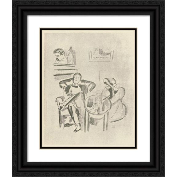 Charles Laborde 20x24 Black Ornate Framed Double Matted Museum Art Print Titled: Night Bar (1921)