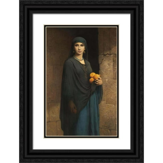 Charles Landelle 13x18 Black Ornate Wood Framed Double Matted Museum Art Print Titled - Woman with Oranges