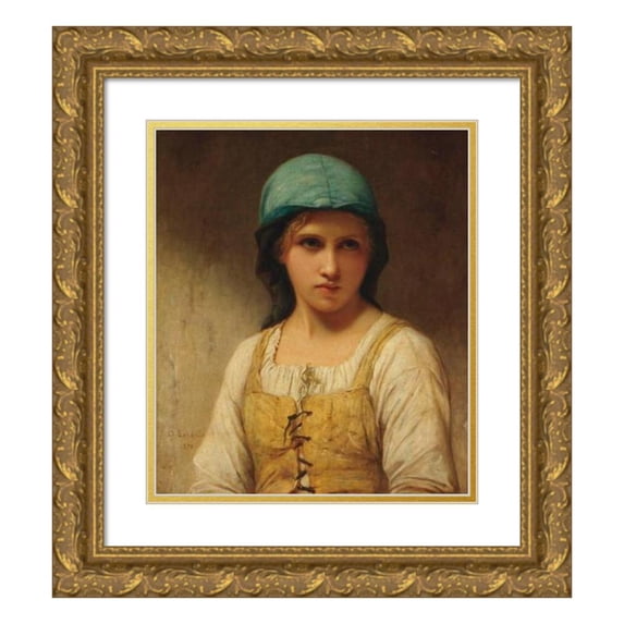 Charles Landelle 15x17 Gold Ornate Wood Frame and Double Matted Museum Art Print Titled - The Young Peasant (1872)