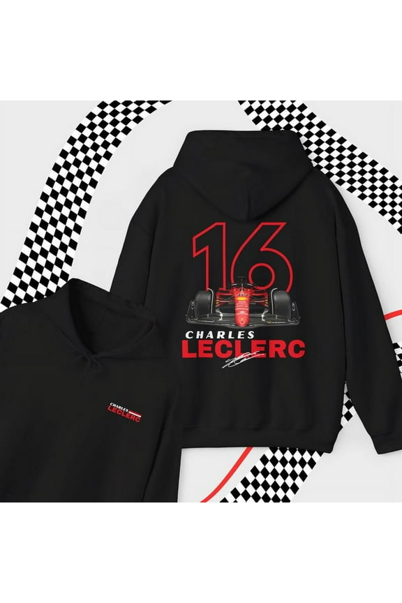 Charles Leclerc F1 Unisex Hoodie F1 Merch Scuderia F1 Driver Two Sides Hooded Sweatshirt Formula One Gift Inspired Aesthetic Racing Clothing All Sizes