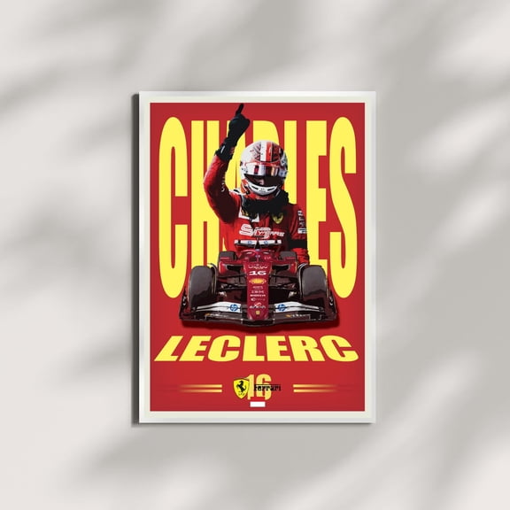 Charles Leclerc Ferrari F1 2025 Racing Memorabilia, Unframed Poster