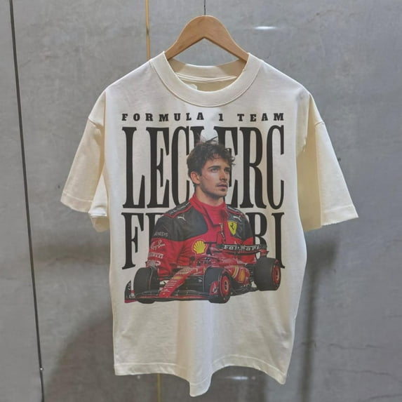 Charles Leclerc Ferrari F1 Comfort Colors T-Shirt, Leclerc 16 Formula Racing, Vintage Ferrari Motorsport Shirt, Formula One Fan Gift,Ivory color,size 2XL