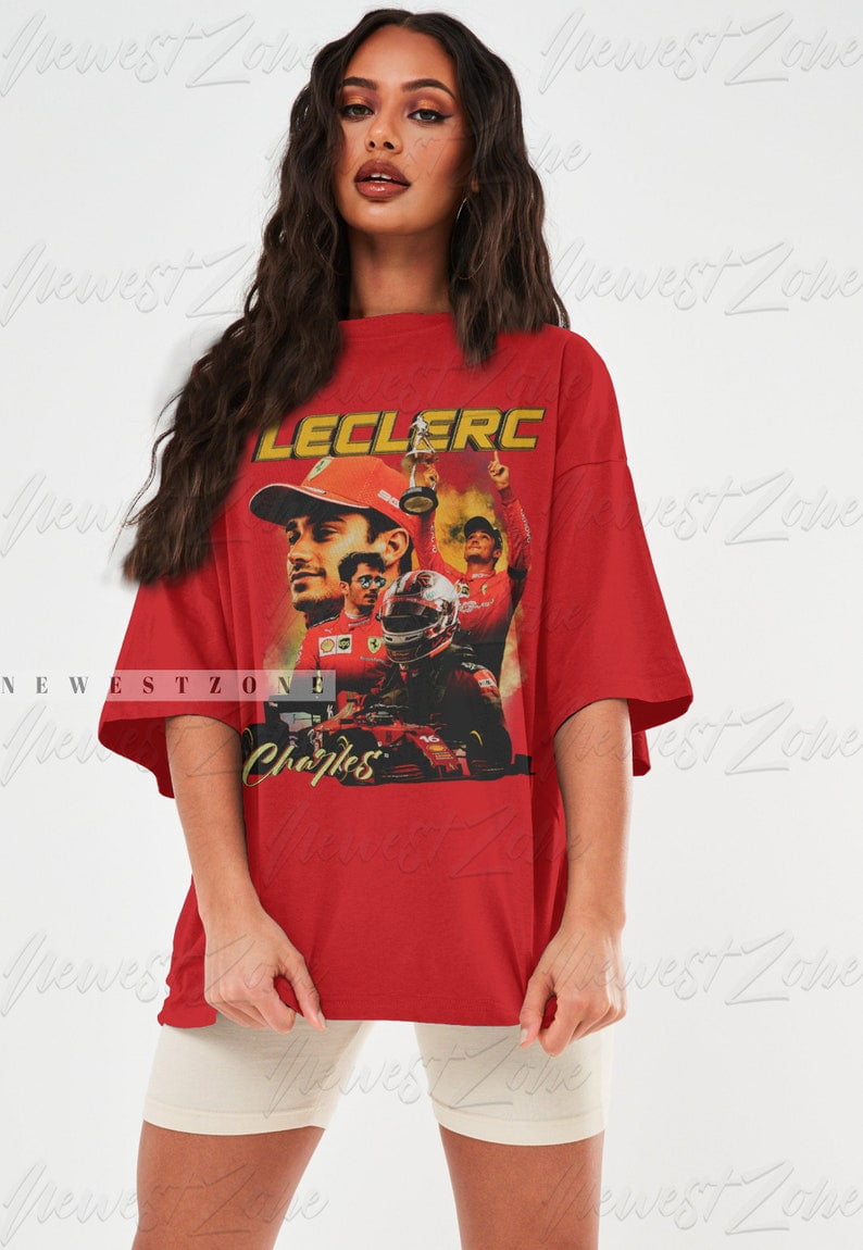 T-shirt Grand Prix De Monaco Charles Leclerc - Marque Gildan, Coton, Manches Courtes, Taille S, Vintage, Fait Main