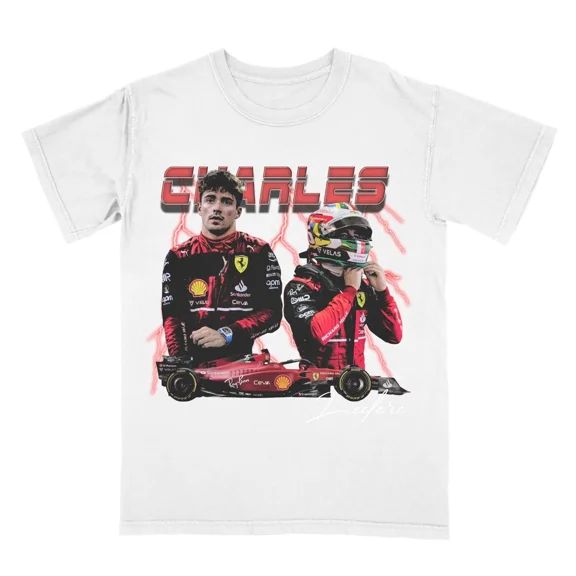 Charles Leclerc Vintage Shirt, 90s Bootleg Shirt Formula 1 Racing T-Shirt,White Color,Size L