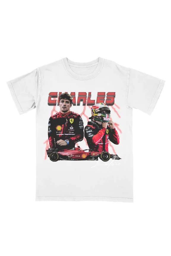 Charles Leclerc Vintage Shirt, 90s Bootleg Shirt Formula 1 Racing T-Shirt,White Color,Size L