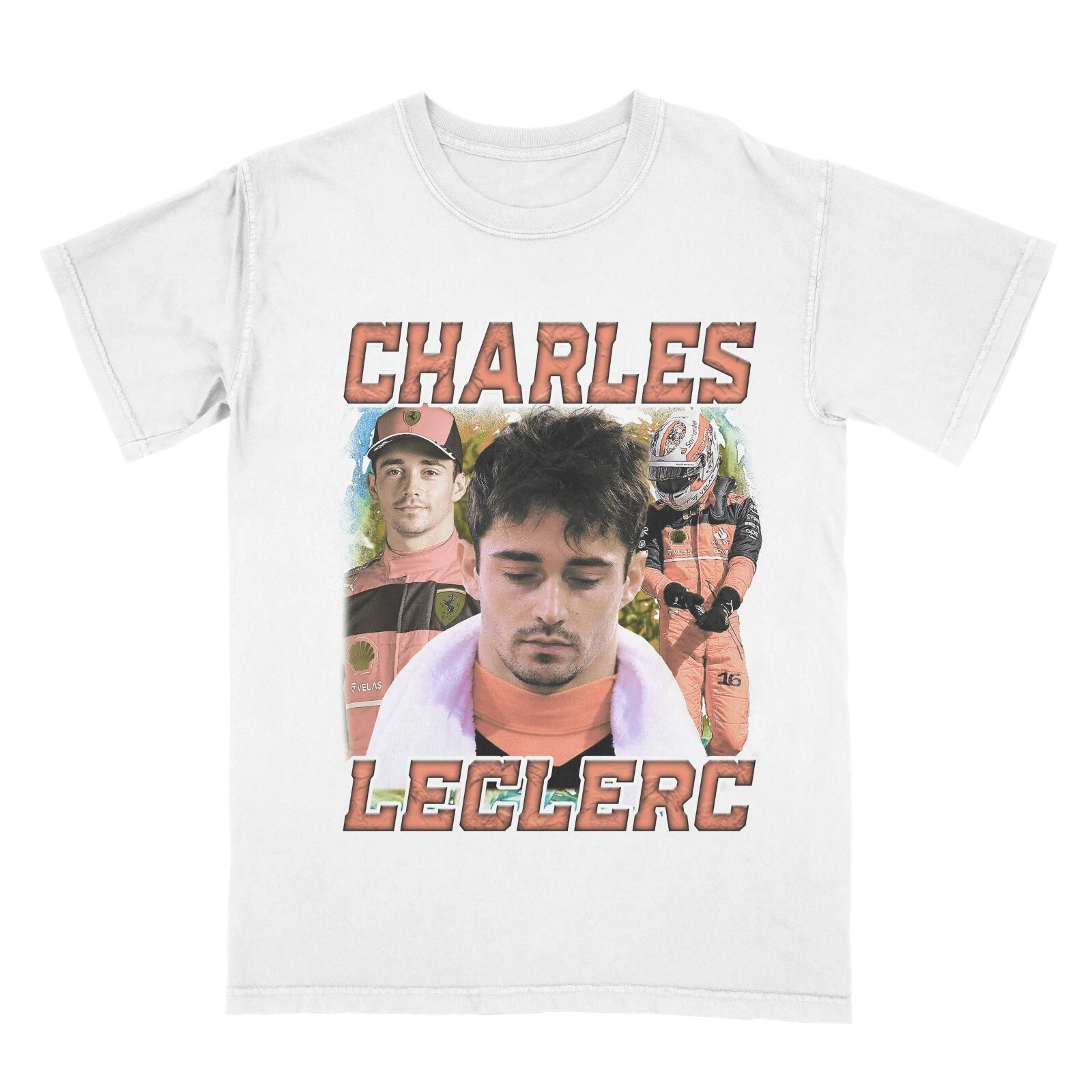 T-shirt Vintage Charles Leclerc - Stile 90s Bootleg - Formula 1 - Bianca Uomo