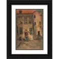 thumbnail image 1 of Charles Lefebvre 17x24 Black Ornate Framed Double Matted Museum Art Print Titled: Roman Courtyard (1880), 1 of 5