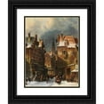 thumbnail image 1 of Charles Leickert 19x24 Black Ornate Framed Double Matted Museum Art Print Titled: Winter City View (1839), 1 of 5