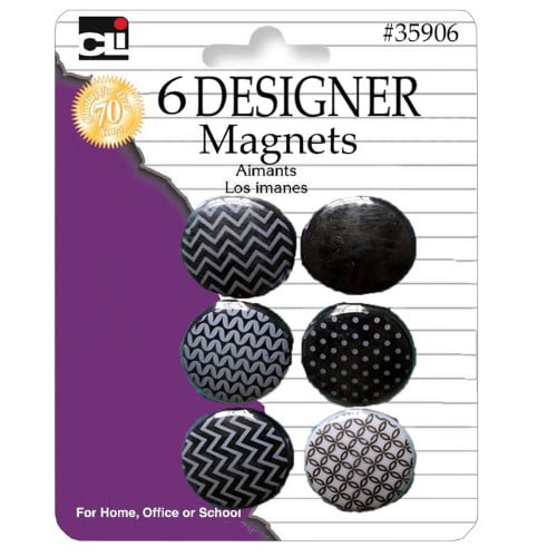 Charles Leonard 1.25"Diameter Super Strong Button Design Magnets (Pack of 8)