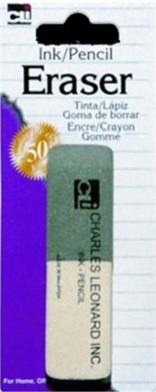 Charles Leonard 2 Sided Ink and Pencil Eraser, Gray and White