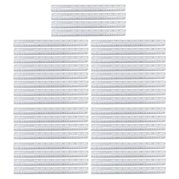 Charles Leonard Plastic Ruler with Pencil Groove, 12-Inch, Clear, Pack of 36