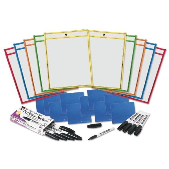 Charles Leonard Dry Erase Pockets Classpack with Accessories, 30 Pieces