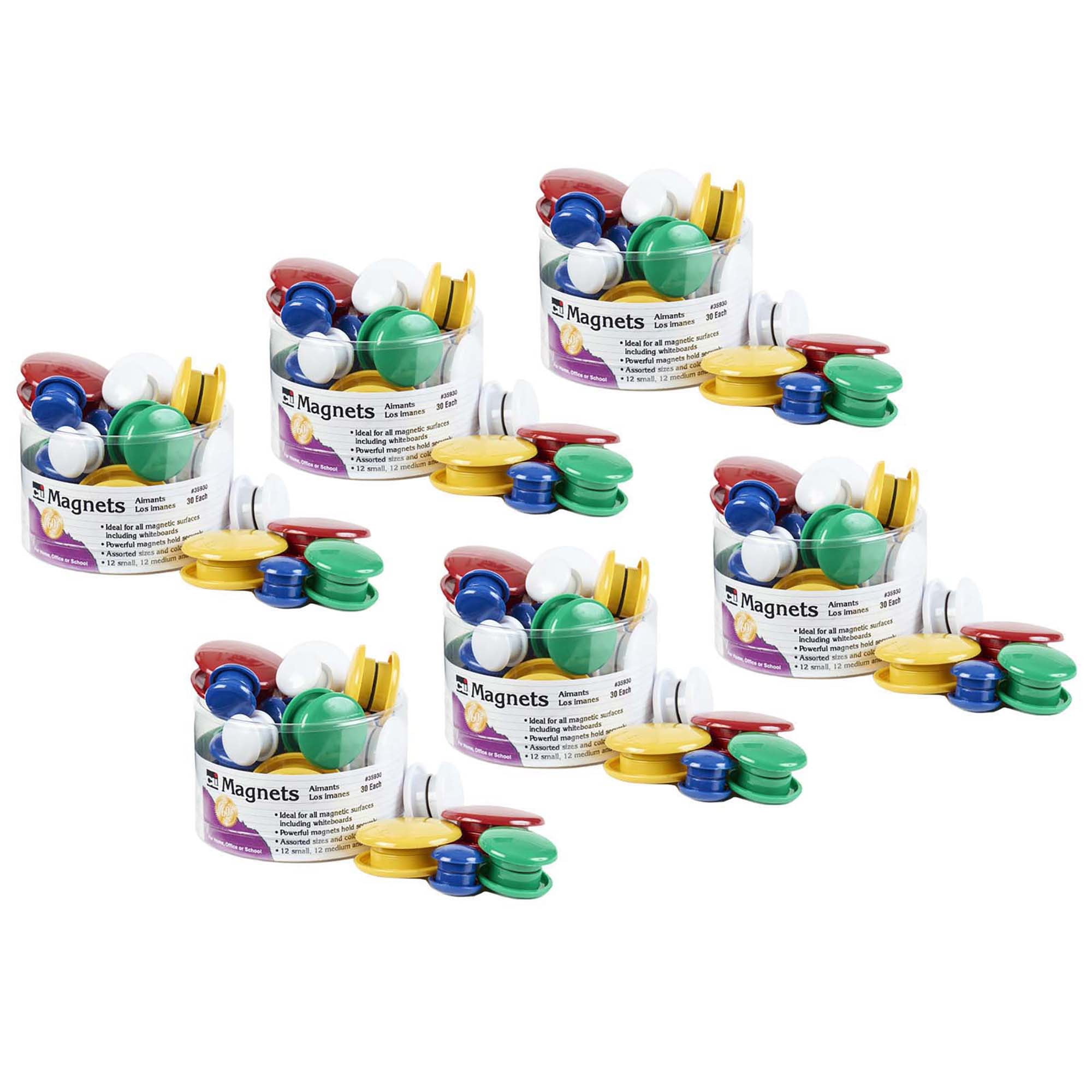 Charles Leonard Round Magnets, Assorted Colors, 180 Count