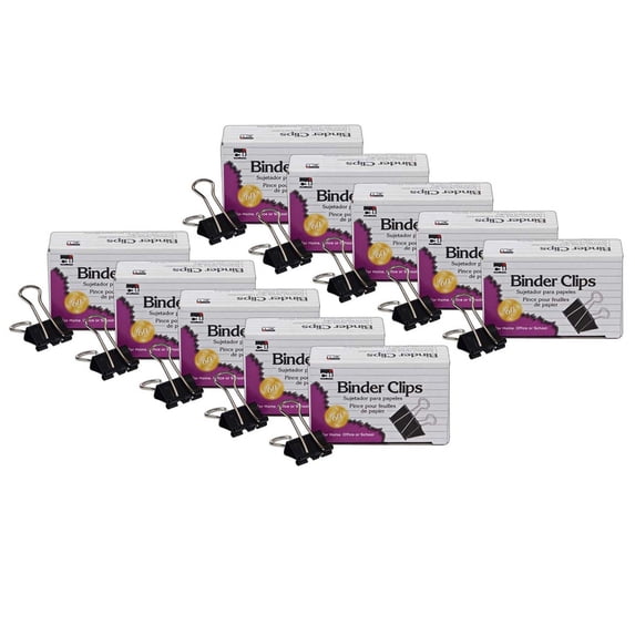 Charles Leonard Binder Clips, Large, 1 Inch Capacity, 120 Count