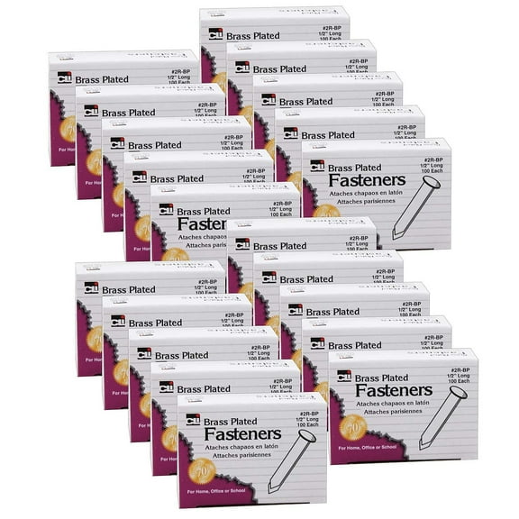 Charles Leonard Brass Paper Fasteners, 0.5 Inch, 2000 Pieces