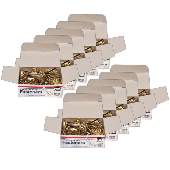 Charles Leonard Brass-Plated Paper Fasteners, 1in., 1000 Count