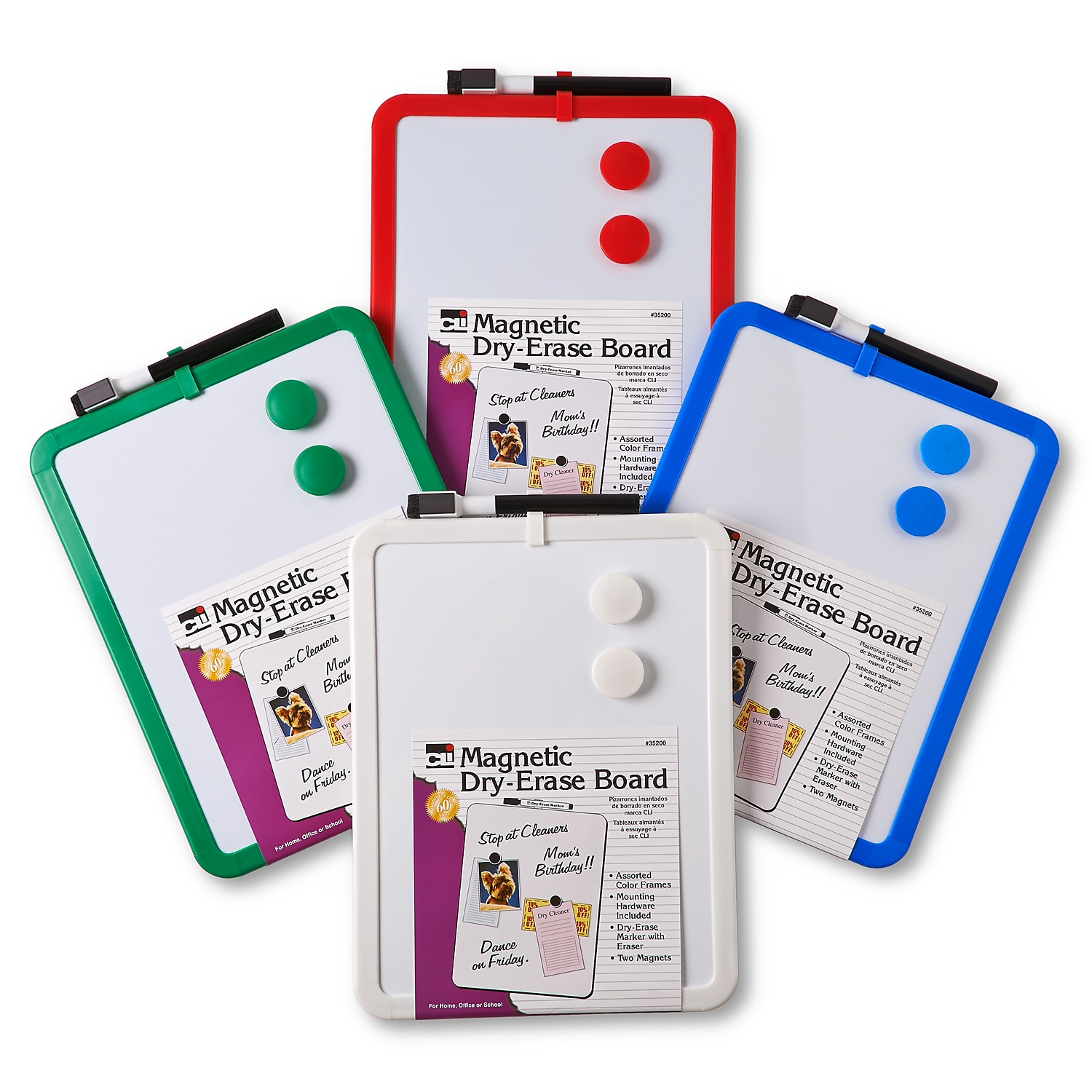 Charles Leonard CHL35204 Magnetic Dry Erase Boards Frames, Assorted Colors - 4 Box - image 1 of 2
