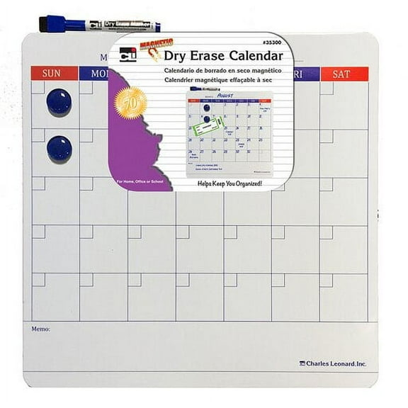 Charles Leonard CHL35300ST 6 Each Magnetic Dry Erase Calendar (Pack of 2)