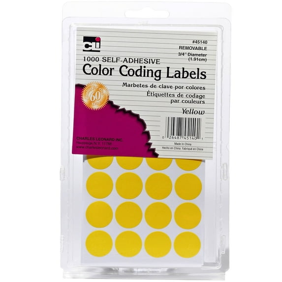 Charles Leonard CHL45140 Color Coding Labels Yellow