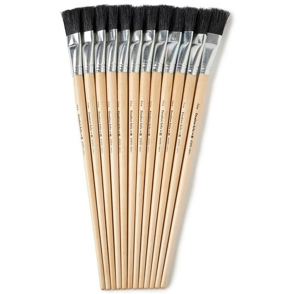 CLI Charles Leonard Long Handle Easel Brush Size 18 Natural Bristle Flat 12 Per Pack 2 Packs