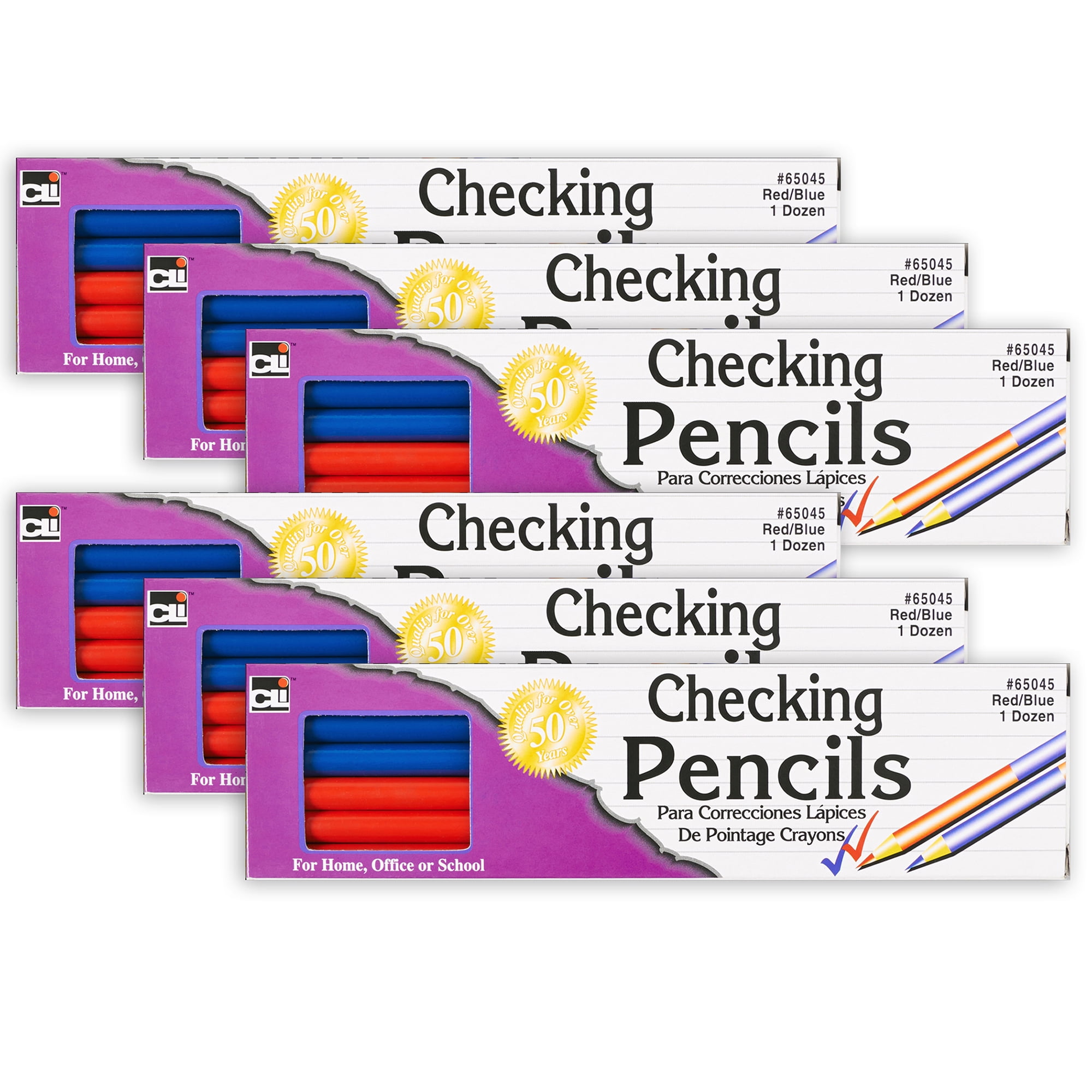 Charles Leonard Combination Checking Pencils, Red and Blue, 72 Count