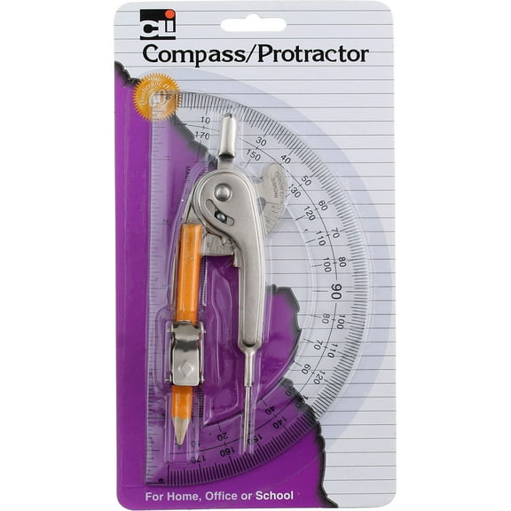 Charles Leonard Compass/Protractor 2.1 oz (2 pack) (Bundle)