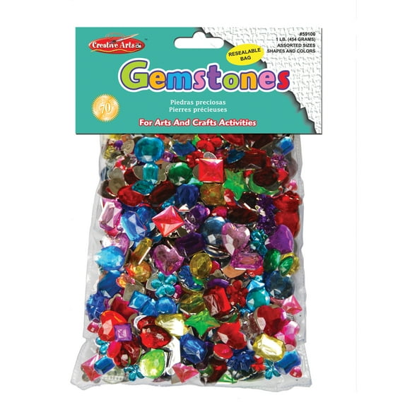 Charles Leonard Creative Arts Gemstones Assorted Styles and Colors, 1 Pound Bag