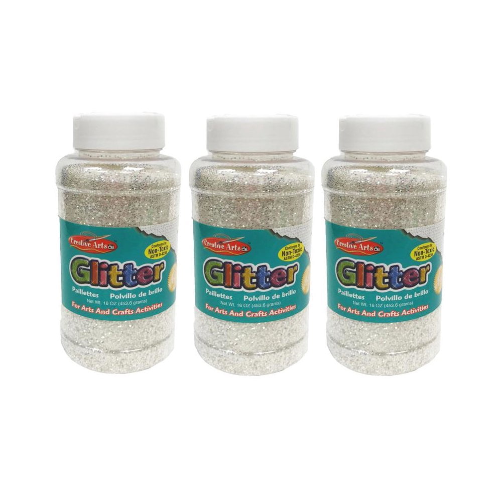 Charles Leonard Creative Arts Glitter, 1 lb. Bottle, Iridescent, Pack of 3
