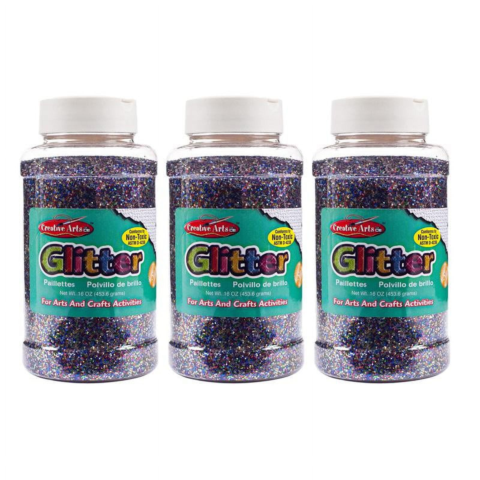 Charles Leonard Creative Arts Glitter, 1 lb. Bottle, Multi-Color, Pack of 3