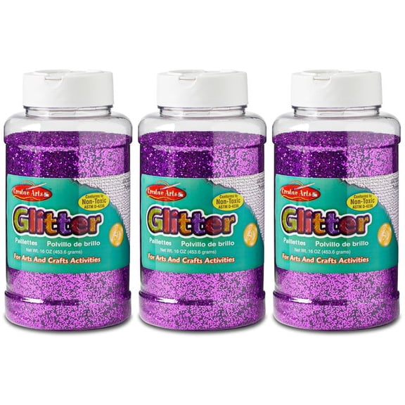 Charles Leonard Creative Arts Glitter, 1 lb. Bottle, Purple, Pack of 3