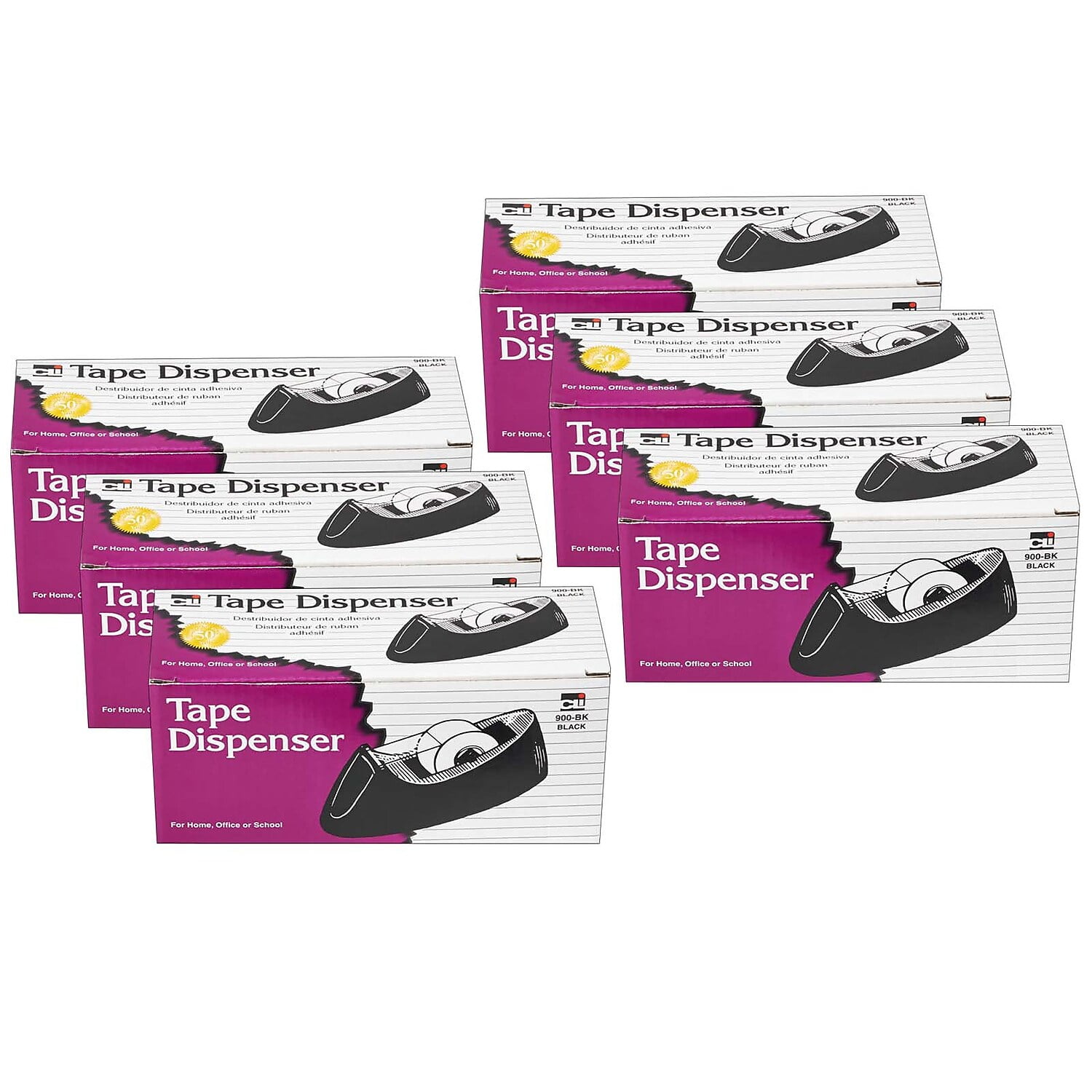 Charles Leonard Desk Tape Dispenser, Black, 6 Count