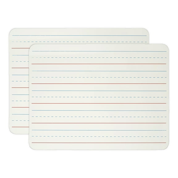 Charles Leonard Dry Erase Board, Two-Sided Lined/Plain, 9" x 12", Pack of 2