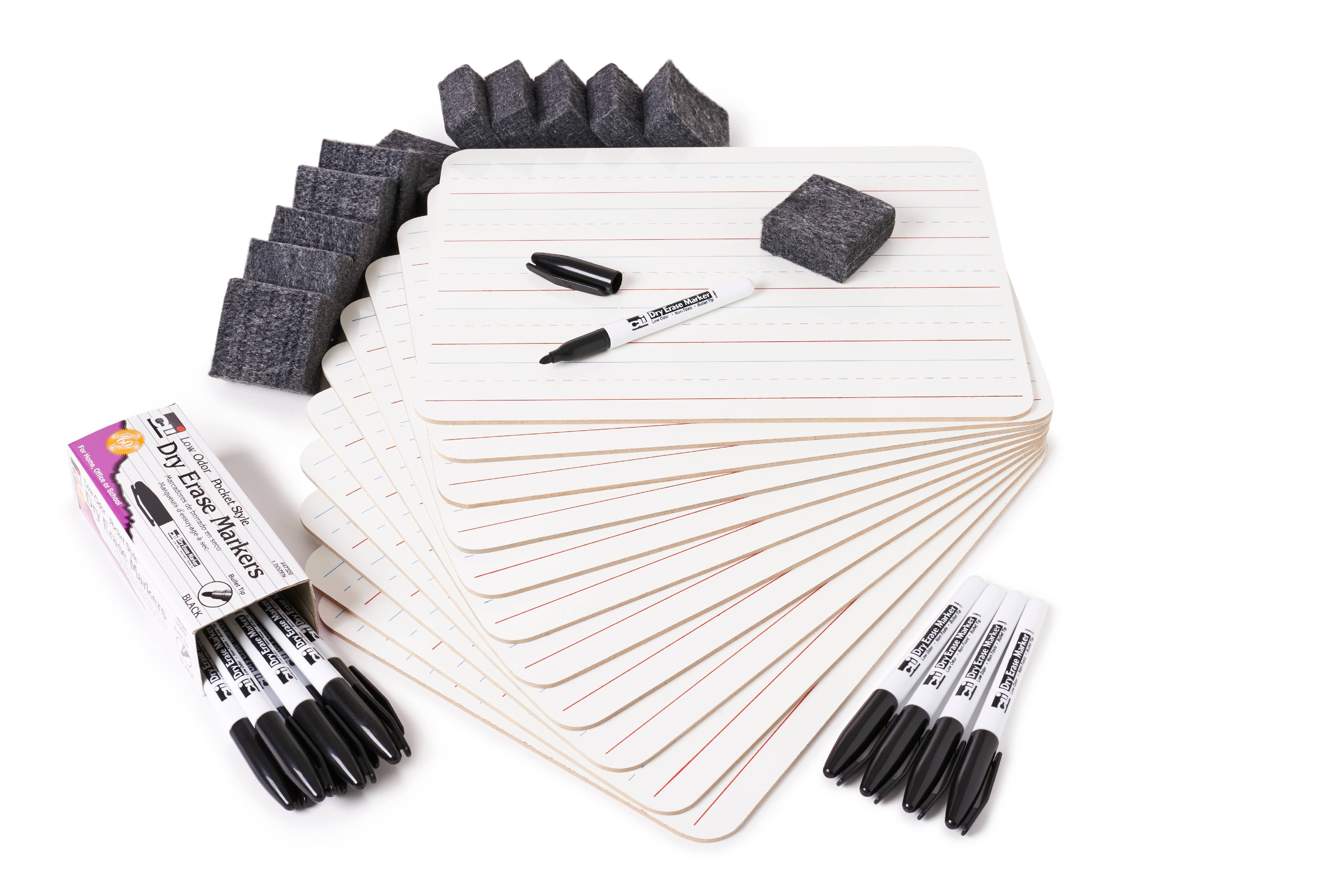 Dry Erase Board Class Pack, 30 Each of Boards, Markers, & Erasers