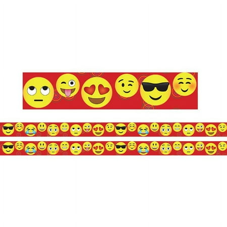 Charles Leonard Emoji Theme Magnetic Borders/Trims, Rectangle Cut, 24' per Pack, 2 Packs