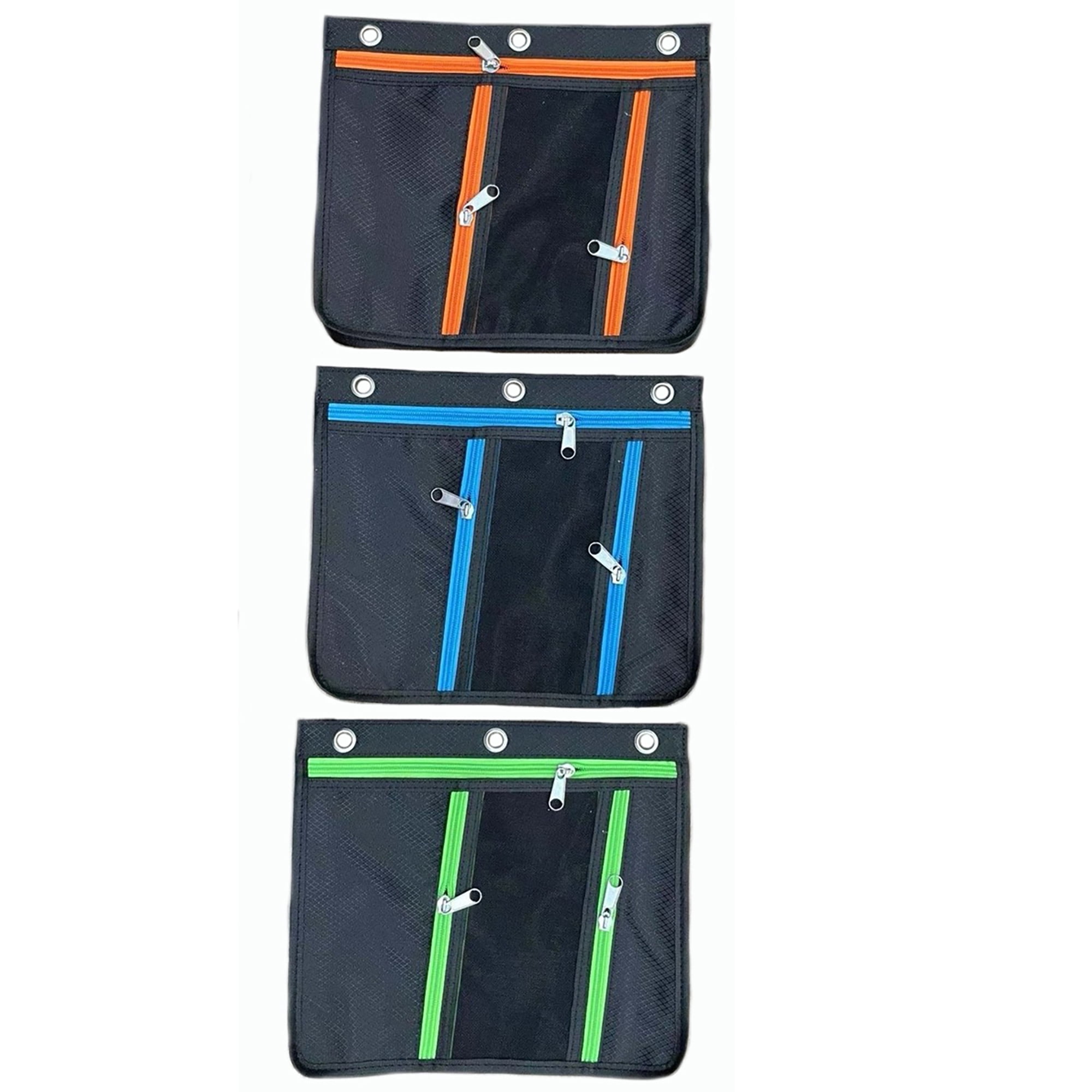 Charles Leonard Expanding Pencil Pouch, 3 Pocket, Assorted Colors, 24 Count